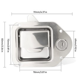 Tool Box Replacement Latch,2 Stainless Steel Truck Tool Box Latch Paddle Lock Replacement Handle 4-3/8inch x 3-1/4inch Paddle Key