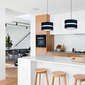 CGC 2 Two Tier Layer Shade 26cm Ceiling Pendant Table Lamp Bedside Bedroom Lounge Hallway Kitchen (Navy Blue)