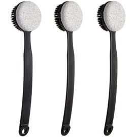 Beomeen Pumice Stone for Feet and Shower Brush with Long Handle 13.7",Hard Skin Callus Remover, 2 in 1 Foot Scrubber Brush, Back Scrubber Body Brush for Shower Deep Cleansing and Exfoliating (Curved)