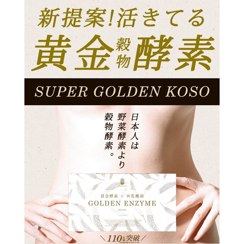 黄金 酵素 × W 乳酸菌 GOLDEN ENZYME ゴールデンエンザイム 30包 穀物酵素