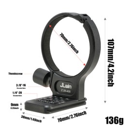 Hersmay 70mm Lens Collar Tripod Mount Ring for Nikon Nikkor Z 28-400mm f/4-8 VR Lens,with 1/4"-20 3/8"-16 Hole Arca Swiss Mount Base Mount for Tripod Ball Head Clamp Light Stand