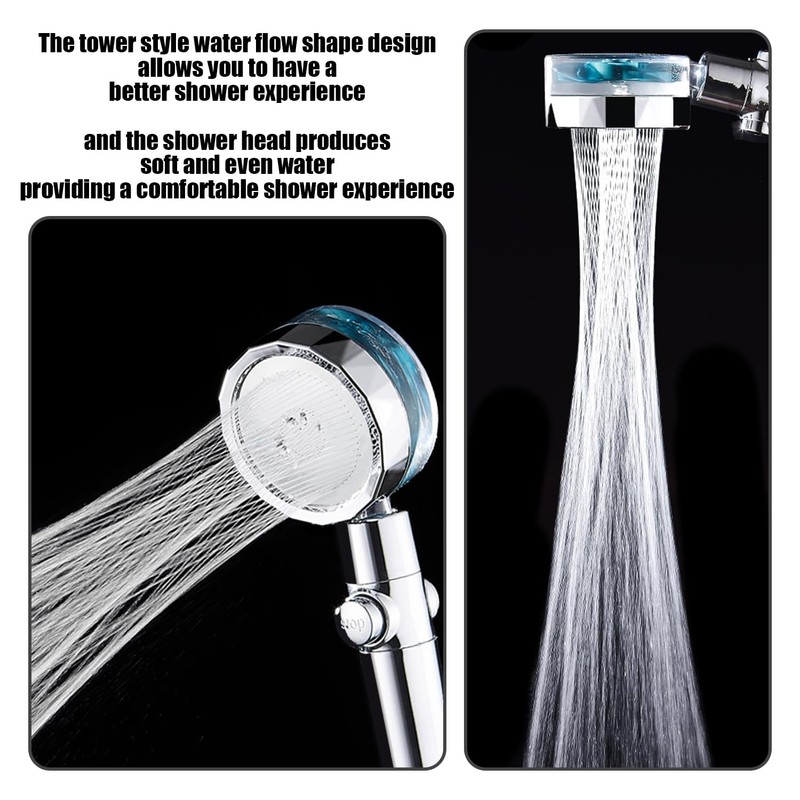 1 Fan Blade Shower, 1 Replacement Filter, Propeller Shower, Charged