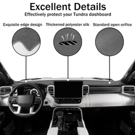SENSHINE for Tundra Accessories 2022 2023 2024 2025 Dashboard Cover Center Console Cover Dash Mat Anti-Slip Carpet Protector Pad No Glare Sunshield Cover Custom Fit, All Gray
