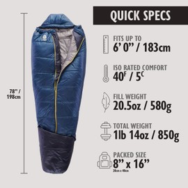 Sierra Designs Elemental 35 Quilt Sleeping Bag, 100% Recycled Synthetic Insulation, Sleeping Pad Clips (2023)