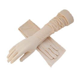 Womens Sunscreen Long Driving Gloves Arm Sleeves Touch Screen Mittens Breathable Cotton Cycling Elbow Length UV Protection Outdoor Sport Gloves Anti-Slip Summer Cycling Gloves for Fishing Golfing