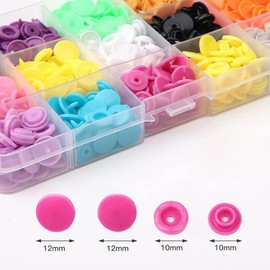 GOODCHI Plus Snaps, 150 Pairs 15 Colors, 0.5 inches (12 mm), Round Shape, Plastic, DIY Crafts, Sewing Material, Case Included, Colorful Snap