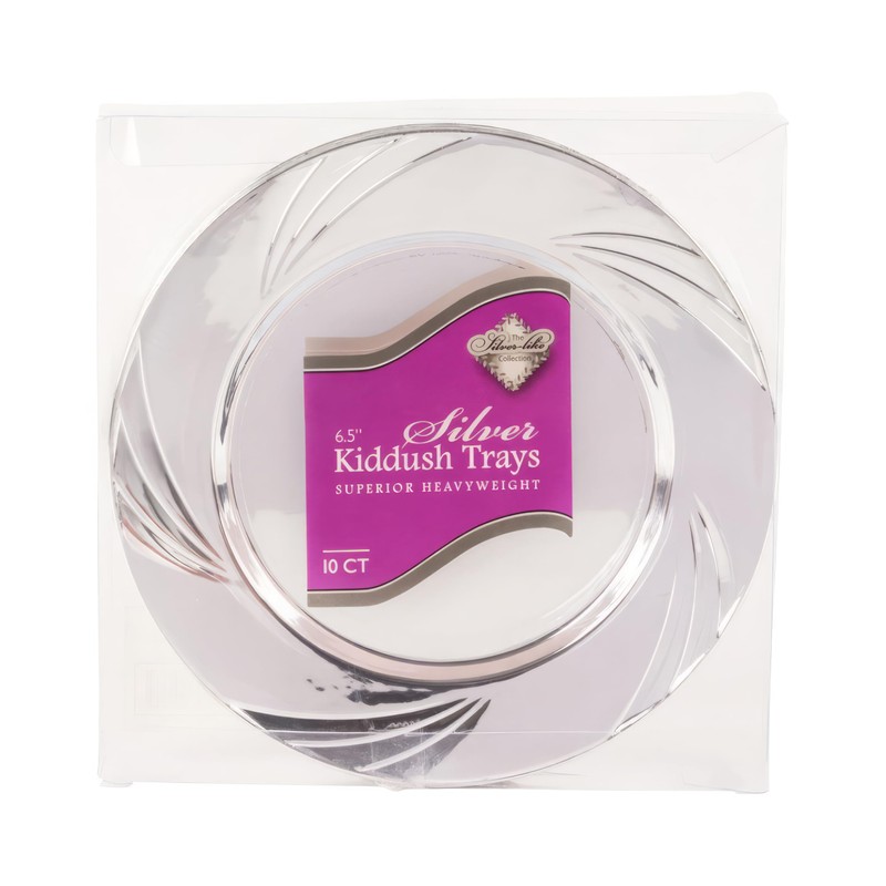 Premium Disposable Kiddush Trays 6.5" (10 Count) | Elegant Silver-Colored
