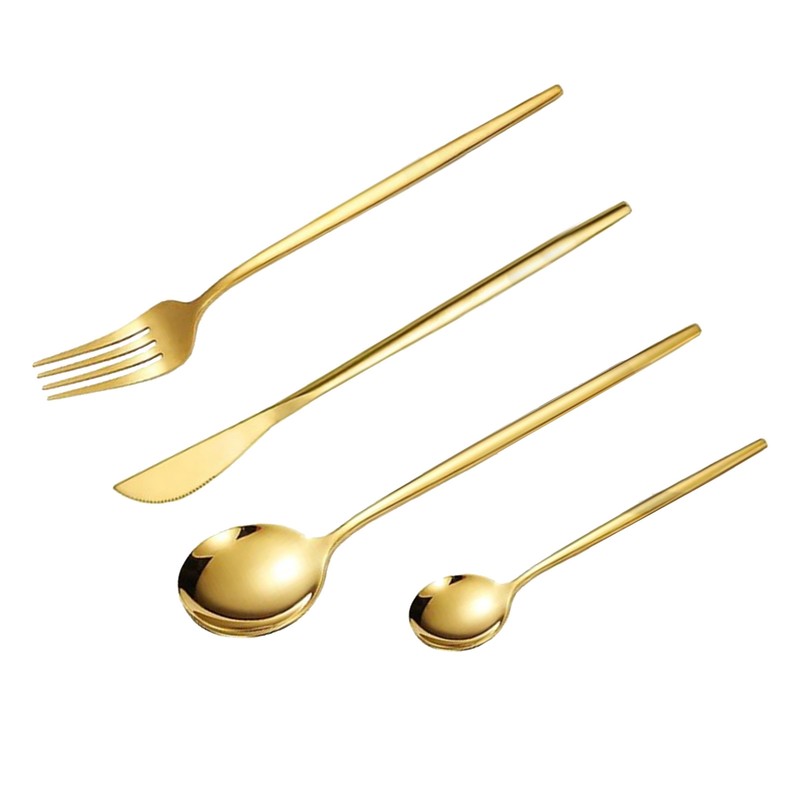 6 Set Gold Cutlery Set Stainless Steel Elegant Steak Knife