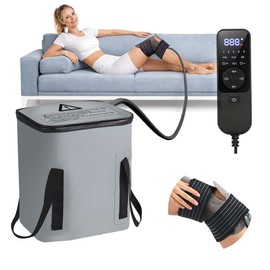 Jestonten Ice Machine for Knee After Surgery - 16-Quart Large Capacity, Programmable Cold Therapy Machine with 6 Timer Modes & 5 Flow Levels Compression Wrap for Knee, Back & Ankle