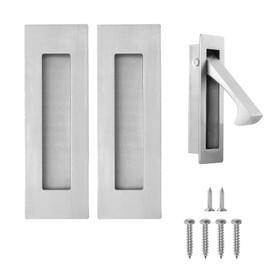 senharvest Pocket Door Handles and Edge Pull Brushed Nickel,6Inch Pocket Door Pull Hardware Latch,Recessed Finger Flush Pulls,for Pocket Door,Closet Door,Sliding Doors, Barn Door Handle