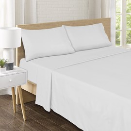 VISI-ONE Karin Maki Microfiber Full Size Bed Sheets Set - 1800 Thread Count Bed Set - Super Soft Luxury Egyptian Bedding - Deep Pocket Fitted Sheet with Pillow Cases - White