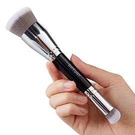 Brochas de maquillaje de doble extremo, brocha correctora de base Kabuki de parte superior plana para líquido, crema, mezcla, pulido, corrector
