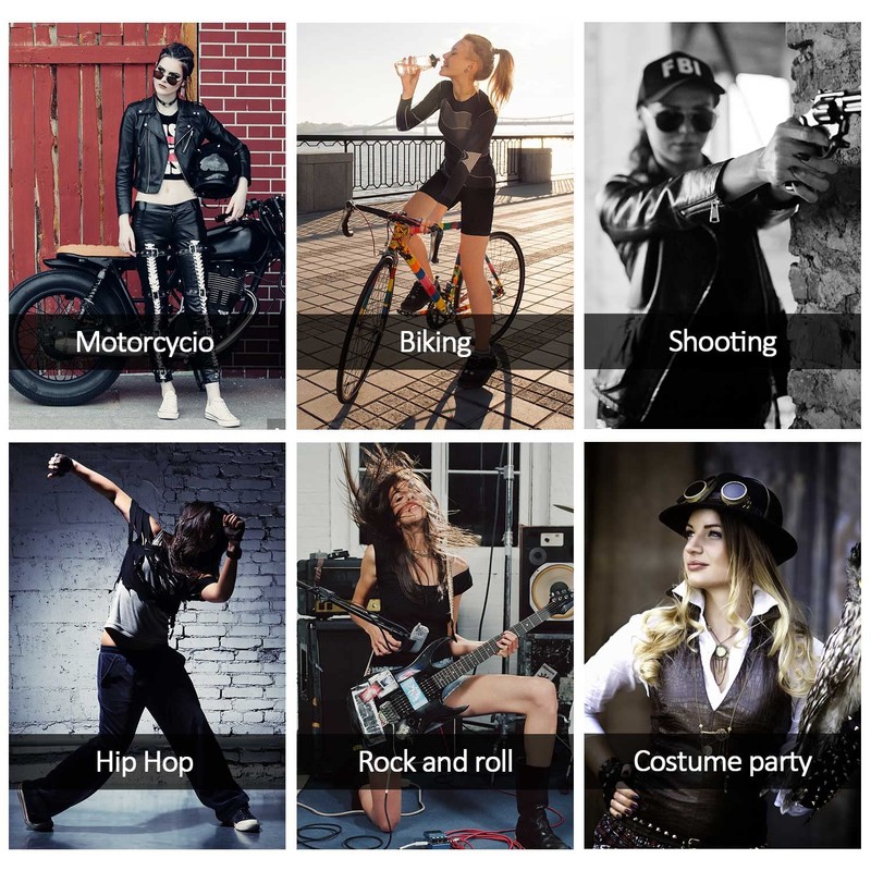 FIORETTO Womens Fingerless Leather Gloves for Driving Motorcycle Unlined Half