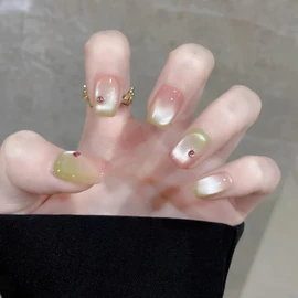 ALLEVG Nail Tips, 30 Pieces, Magnetic Type, Insta-Style, Summer Short Nails, Pop Color Gradation x Cat Eye Design, Pop, Japanese, Cute, Simple, Stylish, Coming-of-Age Ceremonies, School Entrance