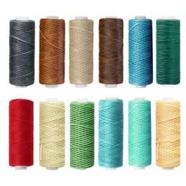Wax Pulling Thread, Waxing Cord, 0.04 inch (1 mm), Macrame Flat String, 12 Color Set, Leather Crafts, Tools, Hand Sewing, Knitting, Crafts, Twine, DIY Thread, Wax Twine, Craft Life (A, 0.04 inch (1