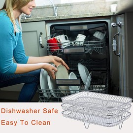 SUPYINI Dehydrate Rack for Ninja Foodi Dual Zone Air Fryer, 304 Edelstahl Multi-Layer Rack, Hot Air Fryer Rack Zubehör for Ninja Foodi Dual Zone Heißluftfritteuse