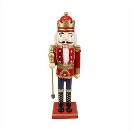 Northlight Decorative Wooden Christmas Nutcracker King with Scepter, 14", Red/Blue/Gold, 100 Piece