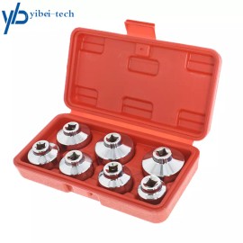 yibei-tech 7 Pieces 3/8" Paper Cartridge Housing Oil Filter Cap Wrench Socket Set Tool Kit