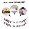 Gatuida 4pcs Happy Anniversary Banner Romantic Glitter Decorations for Wedding