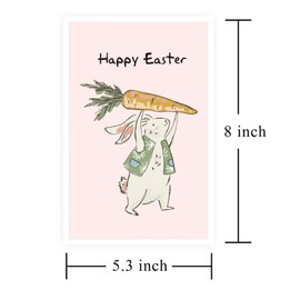 Alzombi Happy Easter Greeting Card, Cute Bunny with Carrot Easter Card, Religious Easter Card for Family Kids