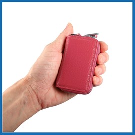 A ABSOPRO Faux Leather Zipper Car Fob Key Case for Auto Remote Key Rose Red Durable Material Auto Accessories Item Replacement