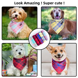 Gofshy Gofshy Spring Dog Bandana XLarge-Dog Scarf Vibrant Color Pink Green Plaid Printing Adjustable Bib Handkerchief Accessories for Large Dogs (XL)