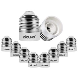 DiCUNO Adaptador de enchufe E26 a E12, convertidor de foco de base E26 a Candelabro E12, 0 ~ 120 V máximo 200 W, 165 ℃ resistente al calor, convertidor de enchufe mediano E26, paquete de 10