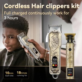 Professional Hair Clippers and Trimmers Set for Men, Cordless Rechargeable Electric Hair Clippers for Hair Cutting, Haircut Clipper for Barber, Men's Gifts for Husband, Barbers, Father