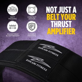 Zokani Fitness Hip Thrust Belt, Double Padded Glute Trainer with Non-Slip Design, Heavy Duty Weight Belt for Dumbbells, Kettlebells and Plates, Black