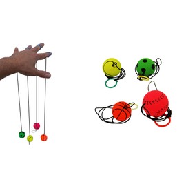 jameitop® 4er Set Rückzugsball für Kinder und Erwachsene – Schaumgummi Bälle mit Rückholband in Tennisball Fußball Basketball Baseball Design – Geschicklichkeitsspiel Training Mitgebsel