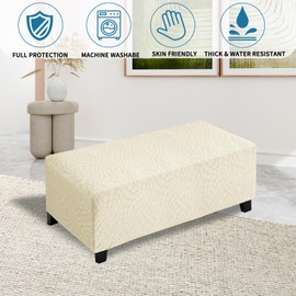 ZNSAYOTX Ottoman Covers 2025 Fashion Rectangle Footrest Slipcovers, Universal Square Stool Cover with Elastic Bottom, Soft Durable Washable Footstool Cover Ottoman Foot Stool Protector (Extra Large)
