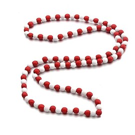 COLORFUL BLING 8MM Natural Wood Bead Necklace Africa Wooden Chain Statement Unisex Chunky Strand Necklaces Hip Hop Jewelry-red white