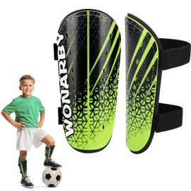 Children's Shin Pads, Football Shin Pads, Football Equipment with Adjustable Velcro Fastening, Lightweight, Durable, Non-Slip, Suitable for Boys and Girls Aged 2 to 18 Years, Green, XS