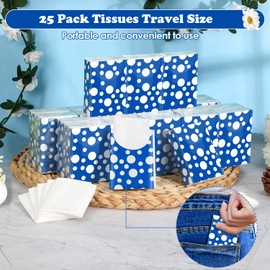 25 Pack Pocket Tissues 250 Sheets Small Mini Travel Size Tissue Packs 3 Ply Unscented with Unique Embossing Process Individual Portable Tissue Pack for Purse Travel Camping