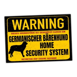 German Bear Dog Sign Warning Security System Door Sign Dog Sign