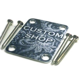 Custom Shop Guitar Neck plate Custom Shop Paisley -Fits Strat /Tele / Bass