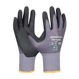 Gebol Top Flex | Size XL (Size 10) | Seamless, Lightweight Work Gloves Made of Nylon and Elastane | Assembly Gloves with High Fingertip Feel | Comfortable to Wear | Men | Grey | 1 Pair