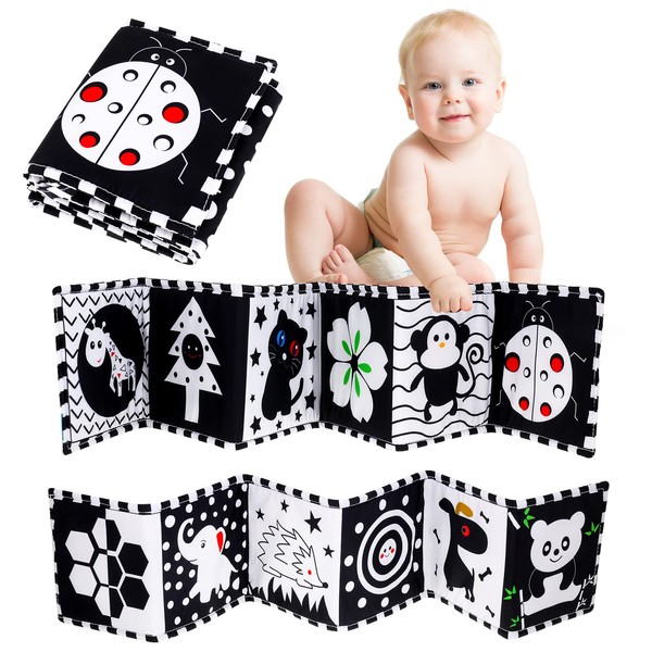 Dacitiery Black and White High Contrast Baby Sensory Toys, Baby Soft Book Baby Sensory Board, Educational Stimulation Toys for Infants Toddlers, Baby Girl & Baby Boy Gift