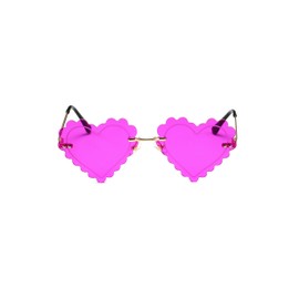 QVKUUT Stylish Irregular Rimless Heart Shape Sunglasses for Party and Dancing, purple