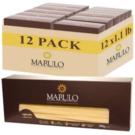 Marulo, Tagliatelle, Italian Pasta Bronze Die Cut, Artisan Pasta, 1.1 Pound (Pack of 12), Only 2 Ingredients, Pasta Imported Italian. Pasta from Campania.
