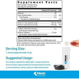 Klean ATHLETE Klean Athlete Pre-Entrenamiento  Fórmula Única Con Extracto De Raíz De Remolacha, Vitamina C Y Cafeína Orgánica Para Apoyar La