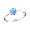 Light Blue Round Opal Sterling Silver Ring (L)