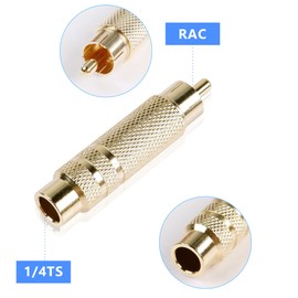 PNGKNYOCN RCA to 1/4" Adapter Gold Plated RCA Male to 6.35mm 1/4" TS Female Audio Converter for Amplifiers, Speakers and More (Pack of 2)