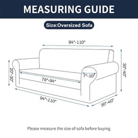 Cupuamon 2026 New Stretch Oversized Sofa Slipcovers Couch Sofa Cover for 4 Seater Furniture Protector Covers with Elastic Bottom Jacquard Fabric Small Checks for Pets, Kids - Beige