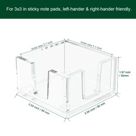 BOSSCASA Acrylic Sticky Note Holder, Self-Stick Note Pad Holder W/O Pads - Note Dispenser Memo Pad Holder Desk Organizer for School Office Home (3''x3'' Clear - 2 Pack)