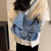Farcauo Denim Shoulder Bag light Blue Jean Handbag Trendy Large