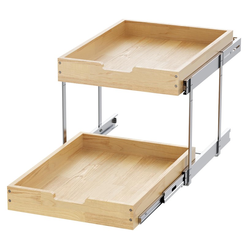 Sikarou Wood Pull Out Cabinet Organizer 2 Tie 11" W