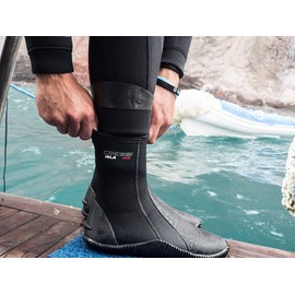 Cressi Unisex Isla Diving Boots With Soles 5mm - Black, X-Large, Black Red Logo, XL EU