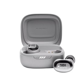 JBL Live Free 2 TWS, JBL Signature Sound, True Adaptive Noise Cancelling with Smart Ambient, 35 (7+28) hours of playback with wireless charging, 6 mics for perfect calls with zero noise, Silver