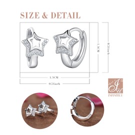 Infinite U Fashion Hollow Star Women's Hoop Earrings 925 Sterling Silver Cubic Zirconia